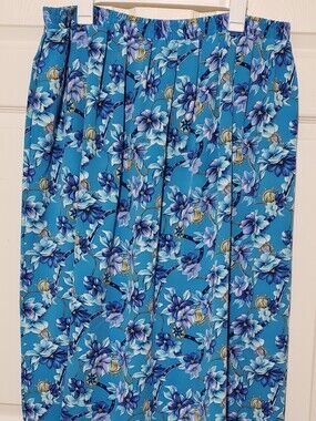 Koret Blue Floral Maxi Skirt with Pleats